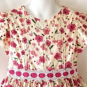 Jayne Copeland Girls 6X Yellow Pink Floral Dress